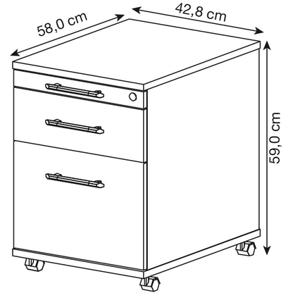 Artikelbild 2 für HAMMERBACHER Orbis Rollcontainer buche 3 Auszüge 42,8 x 58,0 x 59,0 cm, Artikelnummer 763300