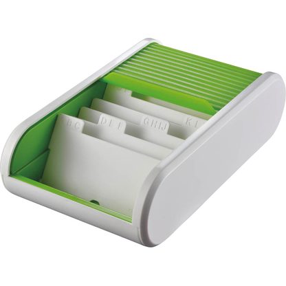 Artikelbild 2 für helit Visitenkartenbox weiß/apfelgrün, für bis zu 300 Visitenkarten, Artikelnummer 451799
