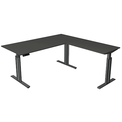 Artikelbild für Kerkmann Move 3 elegant elektrisch höhenverstellbarer Schreibtisch anthrazit L-Form, T-Fuß-Gestell grau 180,0 x 180,0 cm, Artikelnummer 487914