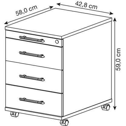 Artikelbild 2 für HAMMERBACHER AC30 Rollcontainer grafit 4 Auszüge 42,8 x 58,0 x 59,0 cm, Artikelnummer 348429