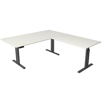 Artikelbild für Kerkmann Move 3 elegant elektrisch höhenverstellbarer Schreibtisch weiß L-Form, T-Fuß-Gestell grau 200,0 x 220,0 cm, Artikelnummer 487922