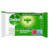 Artikelbild 1 für Dettol Desinfektionstücher ANTIBAKTERIELL 2in1 1-lagig weiß, 15 St., Artikelnummer 968154
