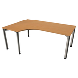 Artikelbild 1 für fm Sidney höhenverstellbarer Schreibtisch buche C-Form, 4-Fuß-Gestell silber 180,0 x 80,0/120,0 cm, Artikelnummer 509909