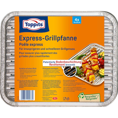 Artikelbild für 4 Toppits Aluschalen Express-Grillpfanne 28,0 x 22,0 cm, Artikelnummer 441517