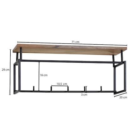 Artikelbild 2 für WOHNLING Wandgarderobe WL6.450 braun Holz 5 Haken 71,0 x 29,0 cm, Artikelnummer 908891