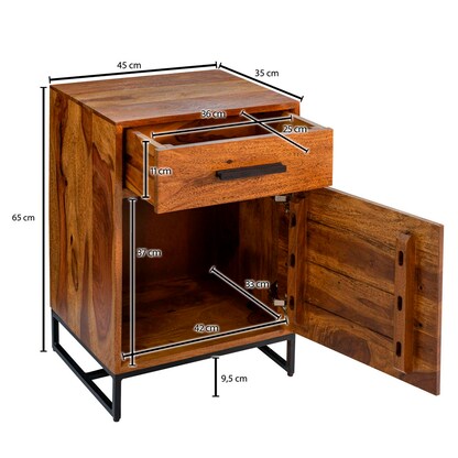 Artikelbild 2 für WOHNLING Nachttisch Massivholz sheesham 35,0 x 45,0 x 65,0 cm, Artikelnummer 166669