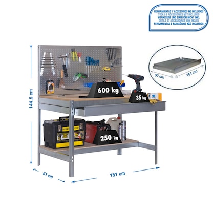 Artikelbild 2 für Simonrack Werkbank SIMONWORK BT2 BOX silber 1 Schublade 151,0 x 61,0 x 144,5 cm, Artikelnummer 358279