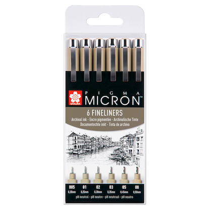 Artikelbild 12 für Sakura Pigma Micron Fineliner-Set schwarz, 6 St., Artikelnummer 925578