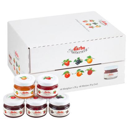 Artikelbild 10 für d’arbo Naturrein Erdbeere, Aprikose, Himbeere, Kirsche, Schwarze Johannisbeere Konfitüre, 60 St., Artikelnummer 978254