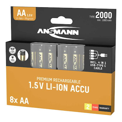Artikelbild 2 für 8 ANSMANN USB-Akkus mit Ladekabel Premium Mignon AA 1.800 mAh, Artikelnummer 729117