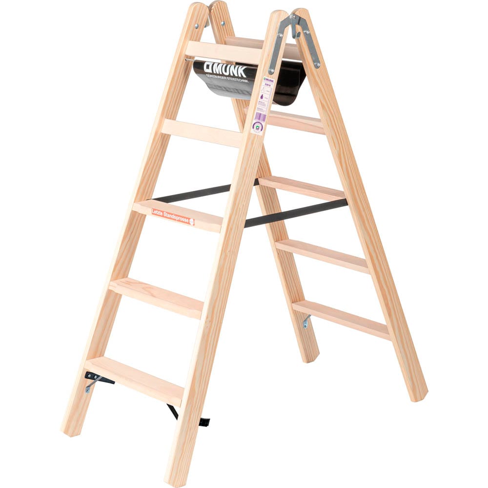 MUNK Stehleiter beidseitig 33810 natur 2x 5 Sprossen, H: 139,0 cm ...