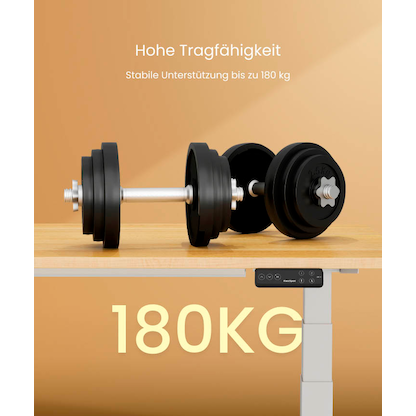 Artikelbild 5 für FlexiSpot E9 elektrisch höhenverstellbares Schreibtischgestell weiß ohne Tischplatte, T-Fuß-Gestell weiß 110,0 - 190,0 x 68,0 cm, Artikelnummer 656706
