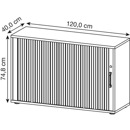 Artikelbild 2 für HAMMERBACHER 1732S Rollladenschrank buche, silber 1 Fachboden 120,0 x 40,0 x 74,8 cm, Artikelnummer 859001