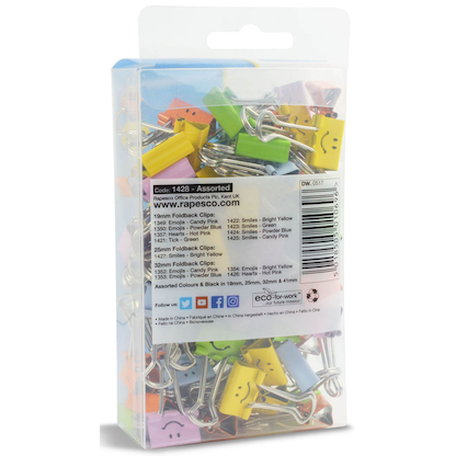 Artikelbild 3 für 80 RAPESCO® Foldbackklammern Smiles farbsortiert 1,9 cm, Artikelnummer 475323