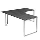Artikelbild 1 für röhr Imperia höhenverstellbarer Schreibtisch quarzit L-Form, Kufen-Gestell silber 180,0 x 80,0/200,0 cm, Artikelnummer 185751