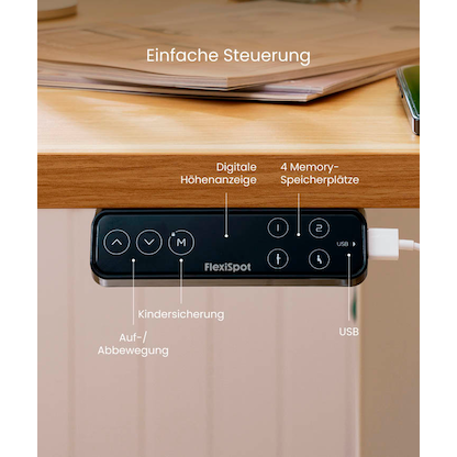 Artikelbild 6 für FlexiSpot E9 elektrisch höhenverstellbares Schreibtischgestell weiß ohne Tischplatte, T-Fuß-Gestell weiß 110,0 - 190,0 x 68,0 cm, Artikelnummer 656706