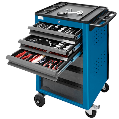Artikelbild 2 für ADB Basic Werkstattwagen befüllt blau 6 Schubladen, Artikelnummer 206868