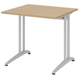 Artikelbild 1 für HAMMERBACHER BS08 Schreibtisch eiche quadratisch, C-Fuß-Gestell silber 80,0 x 80,0 cm, Artikelnummer 860167