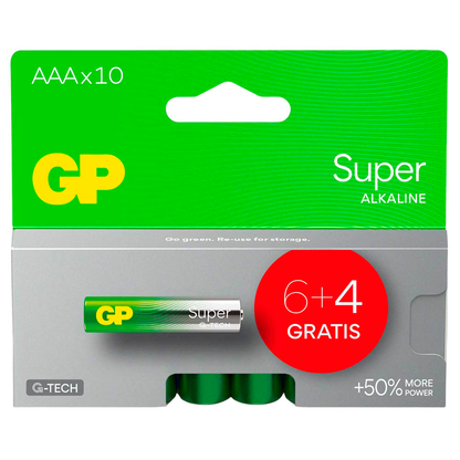 Artikelbild 5 für 6 + 4 GRATIS: 6 GP Batterien SUPER Micro AAA 1,5 V + GRATIS 4 St., Artikelnummer 296067
