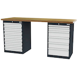 Artikelbild 1 für Simplaflex® Systemeinrichter Werkbank C-Line anthrazit, RAL 7016, lichtgrau, RAL 7035 14 Schubladen 200,0 x 60,0 x 96,0 cm, Artikelnummer 683908