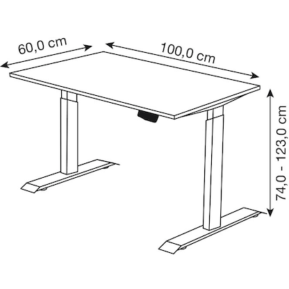 Artikelbild 3 für Kerkmann Move 1 elektrisch höhenverstellbarer Schreibtisch lichtgrau rechteckig, T-Fuß-Gestell silber 100,0 x 60,0 cm, Artikelnummer 287298
