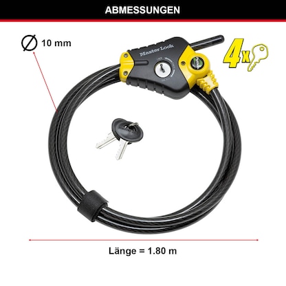 Artikelbild 2 für Master Lock® Fahrradschloss 8420EURD schwarz 4,5 m, Artikelnummer 727547