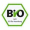 Sechseckiges deutsches Bio-Siegel mit grünem Rand und der Aufschrift „Bio nach EG-Öko-Verordnung“.
