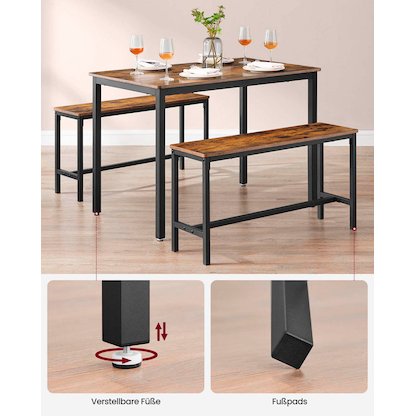 Artikelbild 9 für VASAGLE Sitzgruppe, schwarz Holz, Metall, 3-teilig, Artikelnummer 289409