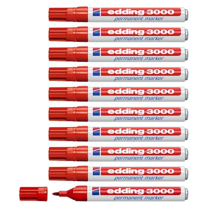 Artikelbild für AKTION: edding 3000 Permanentmarker rot 1,5 - 3,0 mm, 10 St., Artikelnummer 103168