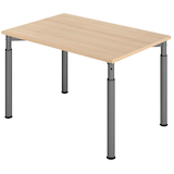 Artikelbild 1 für HAMMERBACHER YS12 höhenverstellbarer Schreibtisch eiche rechteckig, 4-Fuß-Gestell grau 120,0 x 80,0 cm, Artikelnummer 999262