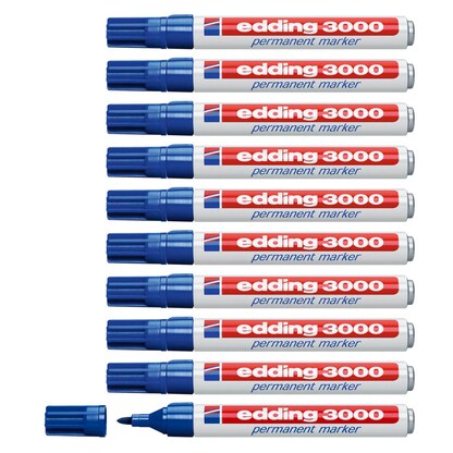 Artikelbild für AKTION: edding 3000 Permanentmarker blau 1,5 - 3,0 mm, 10 St., Artikelnummer 103176