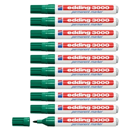 Artikelbild für AKTION: edding 3000 Permanentmarker grün 1,5 - 3,0 mm, 10 St., Artikelnummer 103150