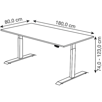 Artikelbild 3 für Kerkmann Move 1 elektrisch höhenverstellbarer Schreibtisch weiß rechteckig, T-Fuß-Gestell weiß 180,0 x 80,0 cm, Artikelnummer 852470