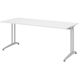Artikelbild 1 für HAMMERBACHER BS19 Schreibtisch weiß rechteckig, C-Fuß-Gestell silber 180,0 x 80,0 cm, Artikelnummer 860534