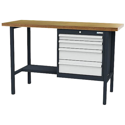 Artikelbild für Simplaflex® Systemeinrichter Werkbank C-Line anthrazit, RAL 7016, lichtgrau, RAL 7035 4 Schubladen 150,0 x 60,0 x 96,0 cm, Artikelnummer 683787