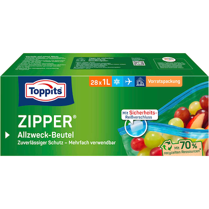 Artikelbild für 28 Toppits Gefrierbeutel ZIPPER 1,0 l, Artikelnummer 441818
