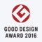 Auszeichnungslösung: Good Design Award 2016, rotes rundes Emblem mit weißer grafischer Gestaltung.