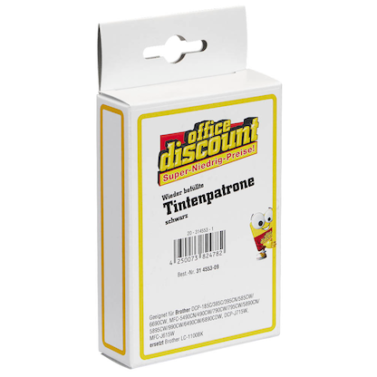 Artikelbild 2 für office discount schwarz Druckerpatrone kompatibel zu brother LC-1100BK, Artikelnummer 314553