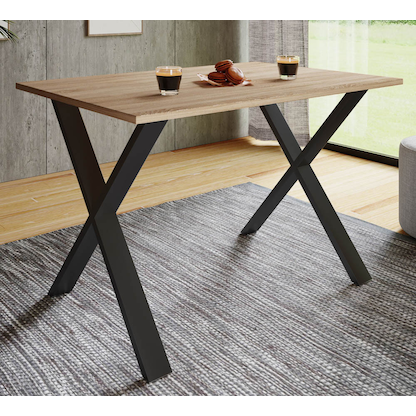 Artikelbild 3 für VCM my home Esstisch Xona sonoma-eiche rechteckig, U-Fuß schwarz, 140,0 x 50,0 x 76,0 cm, Artikelnummer 526622