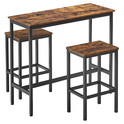 Artikelbild 2 für VASAGLE Bartisch-Set, schwarz Holz, Metall, 3-teilig, Artikelnummer 289748