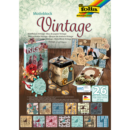 Artikelbild für folia Motivblock Vintage farbsortiert 80/270 g/qm 26 St., Artikelnummer 963243