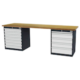 Artikelbild 1 für Simplaflex® Systemeinrichter Werkbank C-Line anthrazit, RAL 7016, lichtgrau, RAL 7035 12 Schubladen 250,0 x 60,0 x 86,0 cm, Artikelnummer 683773