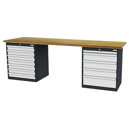 Artikelbild für Simplaflex® Systemeinrichter Werkbank C-Line anthrazit, RAL 7016, lichtgrau, RAL 7035 12 Schubladen 250,0 x 60,0 x 86,0 cm, Artikelnummer 683773