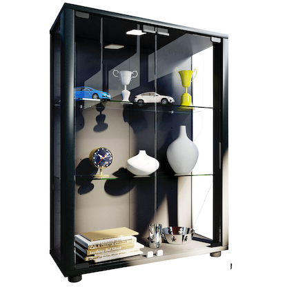 Artikelbild 6 für VCM my home Sintalo Vitrine schwarz 2 Fachböden mit Beleuchtung, Artikelnummer 781599