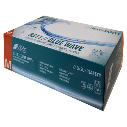 Artikelbild 3 für NITRAS MEDICAL unisex Einmalhandschuhe BLUE WAVE blau Größe M, 100 St., Artikelnummer 684831
