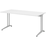 Artikelbild 1 für HAMMERBACHER BS16 Schreibtisch weiß rechteckig, C-Fuß-Gestell silber 160,0 x 80,0 cm, Artikelnummer 859241
