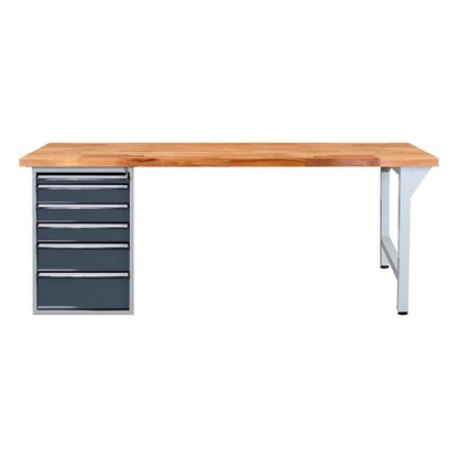 Artikelbild für ADB Werkbank lichtgrau, anthrazitgrau 6 Schubladen 200,0 x 75,0 x 85,0 cm, Artikelnummer 204588