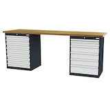 Artikelbild 1 für Simplaflex® Systemeinrichter Werkbank C-Line anthrazit, RAL 7016, lichtgrau, RAL 7035 14 Schubladen 250,0 x 60,0 x 96,0 cm, Artikelnummer 683929