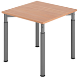 Artikelbild 1 für HAMMERBACHER YS08 höhenverstellbarer Schreibtisch nussbaum quadratisch, 4-Fuß-Gestell grau 80,0 x 80,0 cm, Artikelnummer 999305