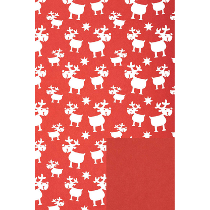 Artikelbild 2 für JUNG SCHÖNER VERPACKEN Geschenkpapier Blögg Rentiere rot beidseitig bedruckt, 20,0 m, Artikelnummer 336788